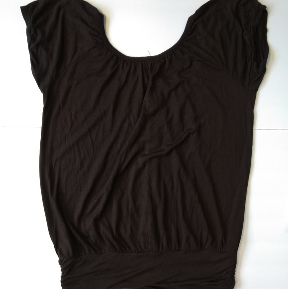 The Limited Dark Brown Short Sleeve Blouse. Modal Soft Comfy Versatile - Picture 4 of 7
